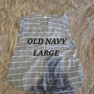 Old Navy Blue Plaid Ruffle Sleeve Top